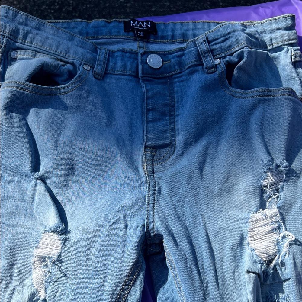 Boohoo Light Blue Ripped Jeans